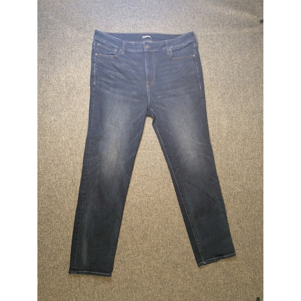 Express Jeans Men's 36 X 32 Slim Straight Leg Fit Blue Dark Wash Mid Rise Pants